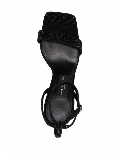 Philipp Plein Black Strass-Embellished Sandals
