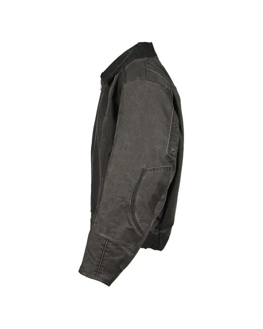 UNDER THE SIGN Black Dustborn Light Patchwork Waxed-Effect Bomber Jacket for men