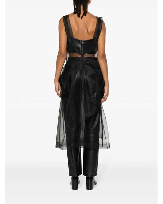 Maison Margiela Gray Bow-Appliqué Tulle Midi Dress