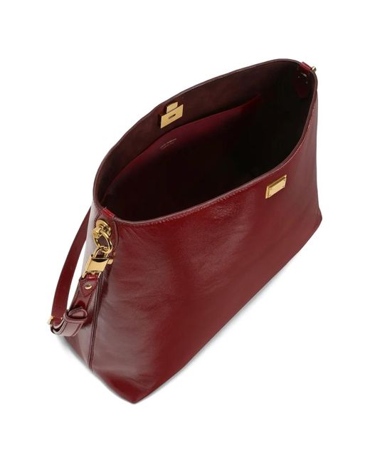 Dolce & Gabbana Red Large Vittoria Calfskin Shoulder Bag