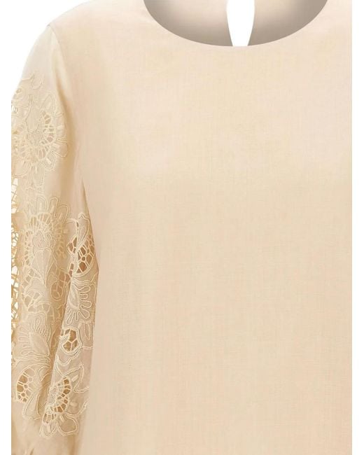 Max Mara Natural Macramé Sleeve Blouse