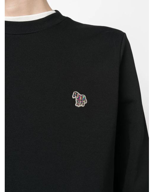Paul Smith Black Zebra Logo Cotton Sweatshirt for men