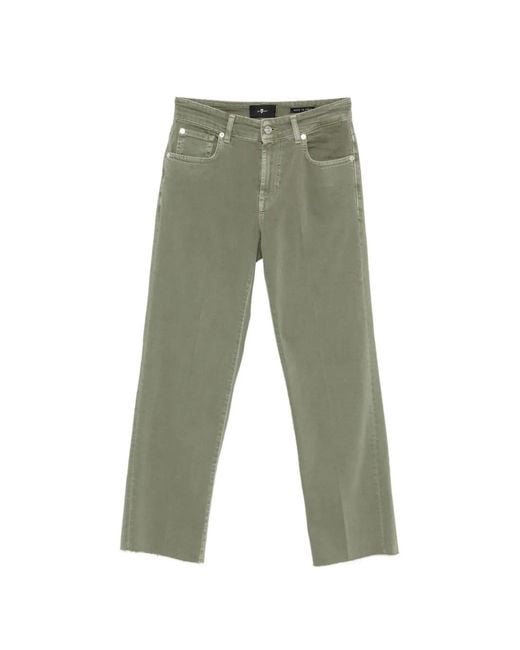 7 For All Mankind Green Calie Straight Ankle Jeans