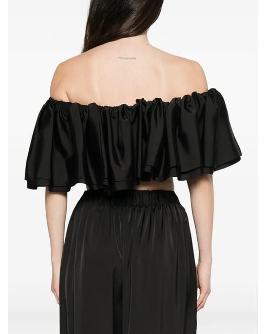 Parlor Blouse Met Elastische Taille in het Black
