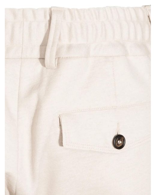 Eleventy Natural Drawstring-Waist Cuffed Trousers for men