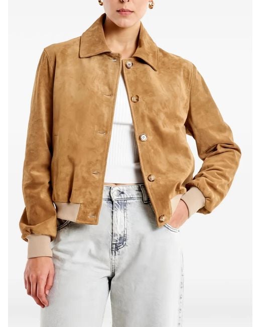 ViCOLO Brown Suede Button-Up Jacket