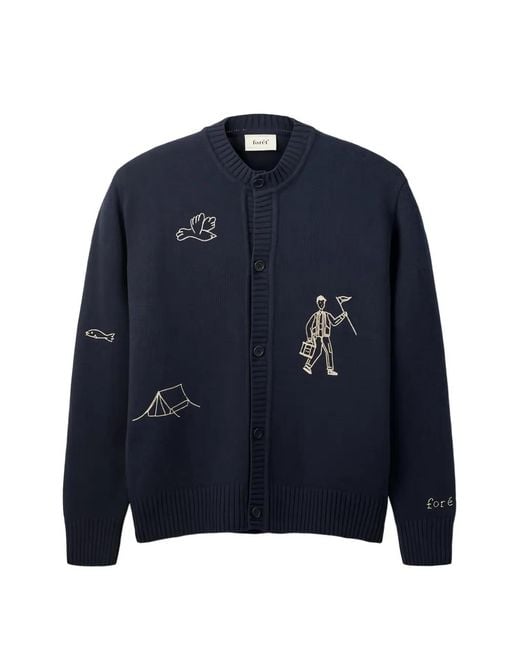 Forét Blue Bird-Embroidery Cardigan for men