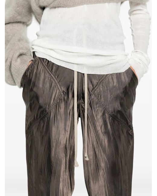 Rick Owens Brown Drawstring Panelled Trousers