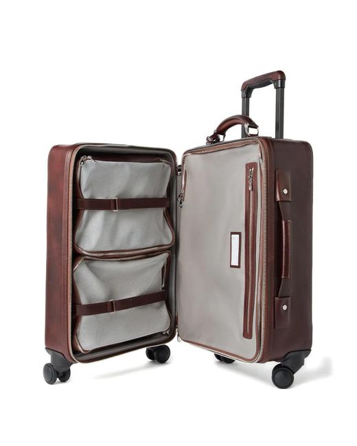 Brunello Cucinelli Brown Leather Wheeled Suitcase for men