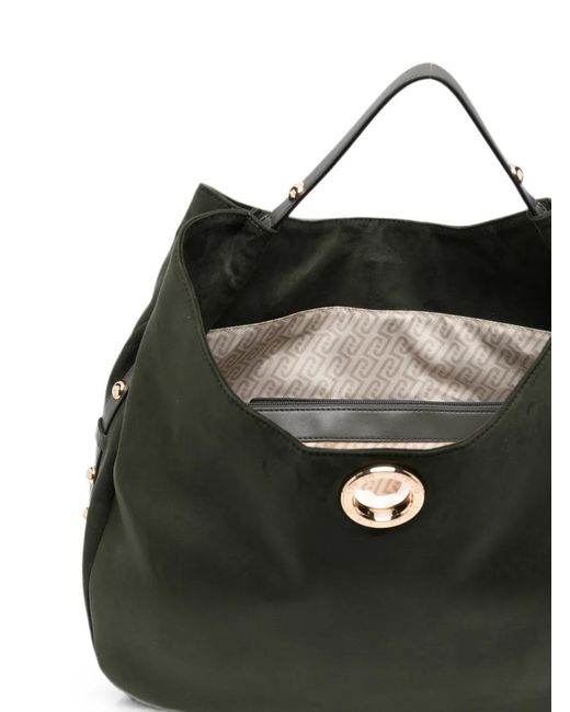 Liu Jo Black Logo-Plaque Studded Tote Bag