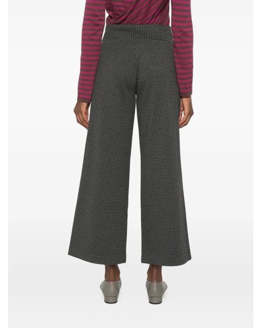 Niu Gray Houndstooth-Pattern Wide-Leg Trousers