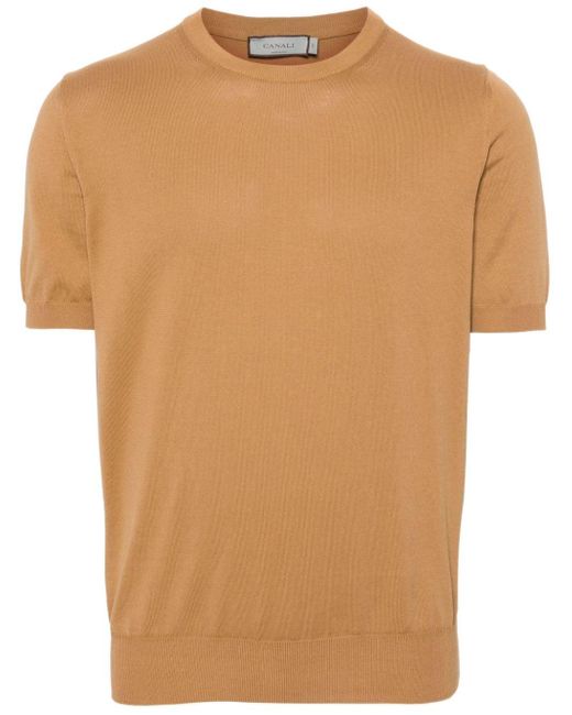 Canali T-Shirt mit Rundhalsausschnitt in Natural für Herren