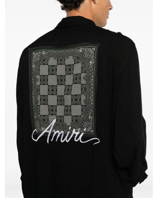 Amiri Black Ma Quad Checkerboard Long-Sleeve Shirt for men