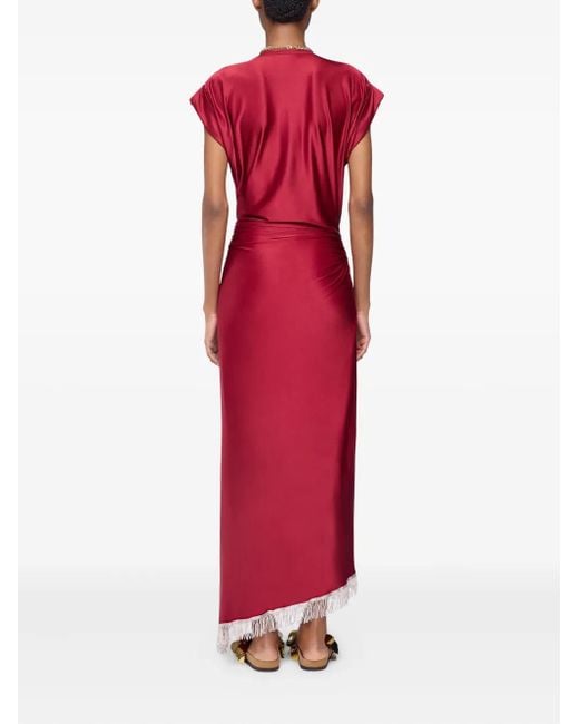 Rabanne Fringe-Detailed Gathered Dress