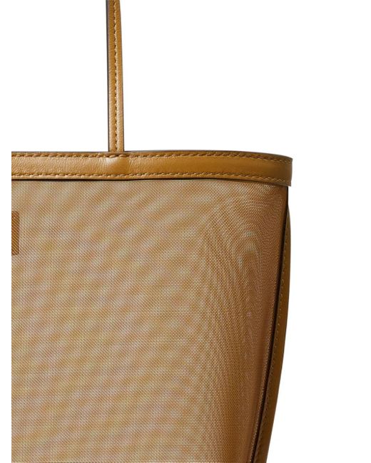 Tory Burch White Mesh Logo-Appliqué Tote Bag