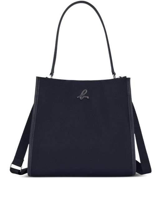 Agnes B. Blue B-logo Leather Tote Bag