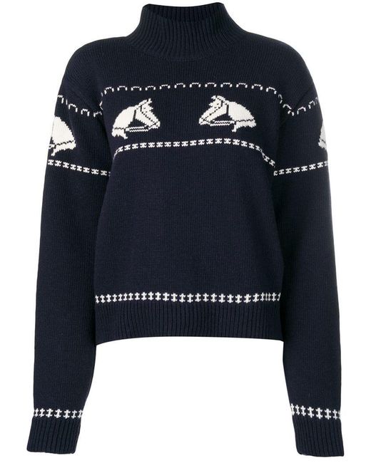 AlexaChung Blue Horse Knit Sweater