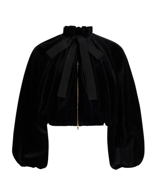 Patou Black Balloon-Sleeve Velvet Jacket