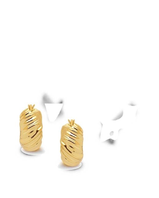 Yoj Metallic Kola Ribbed Hoop Earrings