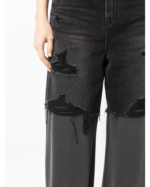 Goen.J Black Distressed Straight-Leg Jeans