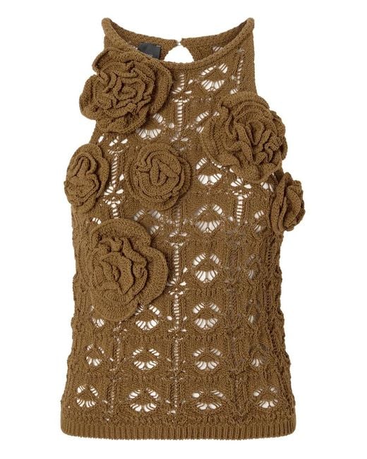 Pinko Brown Floral Crochet Top