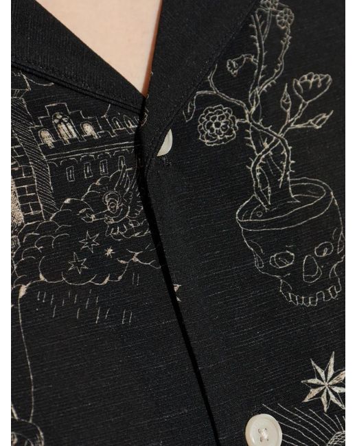AllSaints Black Graphic-Print Shirt for men