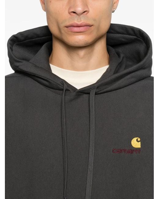 Carhartt Black American Script Logo-Embroidered Hoodie for men