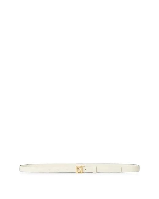 Fendi White O'Lock Leather Belt