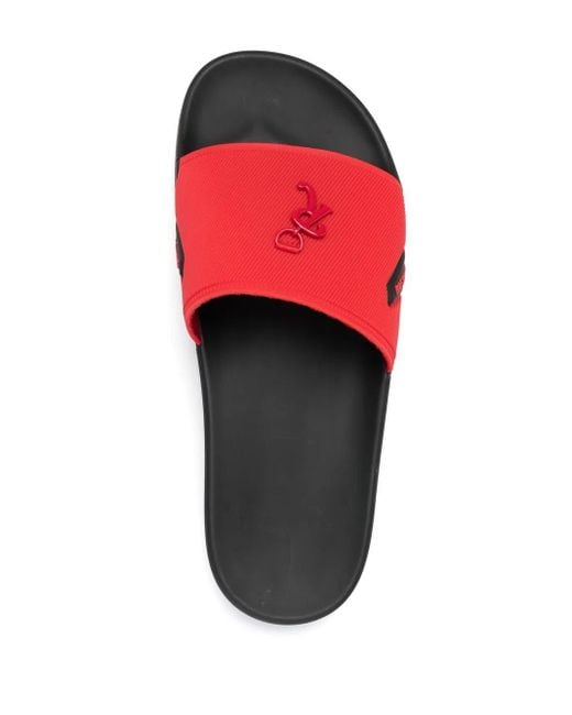 Raf Simons Red Embossed-Logo Sliders