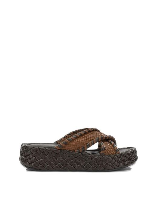 Toni Pons Brown Claquettes À Brides Croisées Tressées