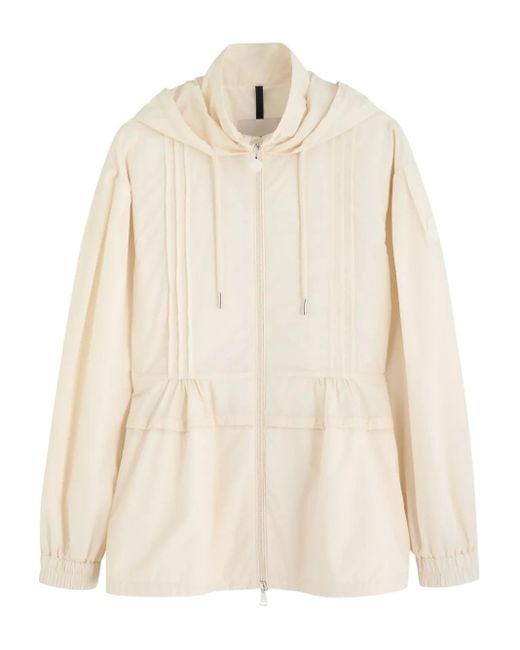 Moncler Natural Pleated Hooded Jacket