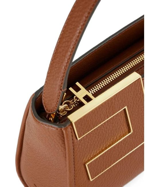 Elisabetta Franchi Brown Handbag With Logo