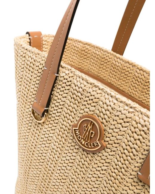 Moncler Natural Small Hubba Raffia Tote Bag