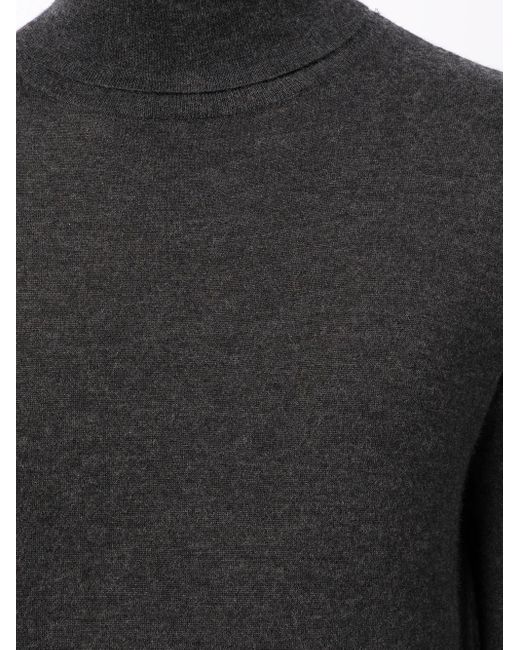 N.Peal Cashmere Black Fine Knit Roll Neck Jumper for men