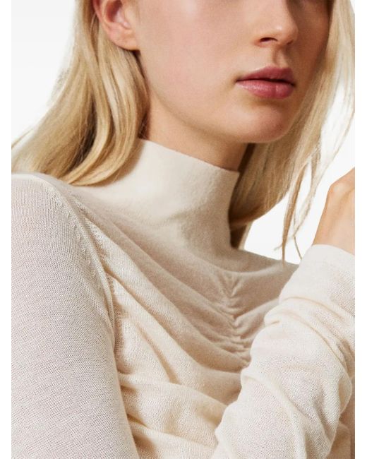 Maglione A Collo Alto di Twinset in White
