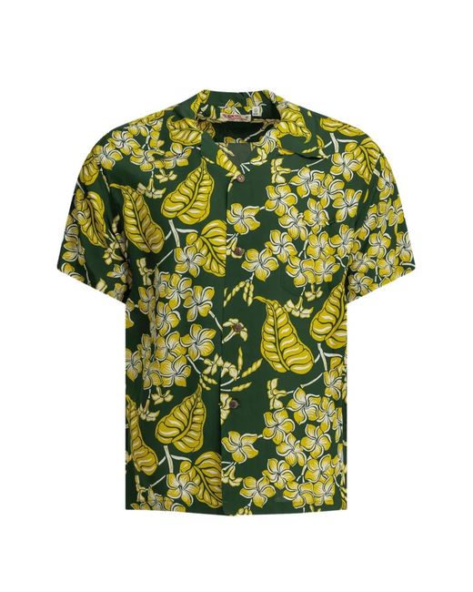 Sun Surf Green Floral-Print Short-Sleeve Shirt for men