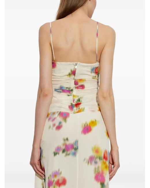 Isabel Marant White Floral-Print Ruched Top