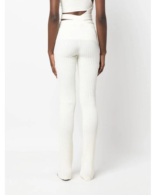 ANDREADAMO White Cut-Out Waist Ribbed Trousers