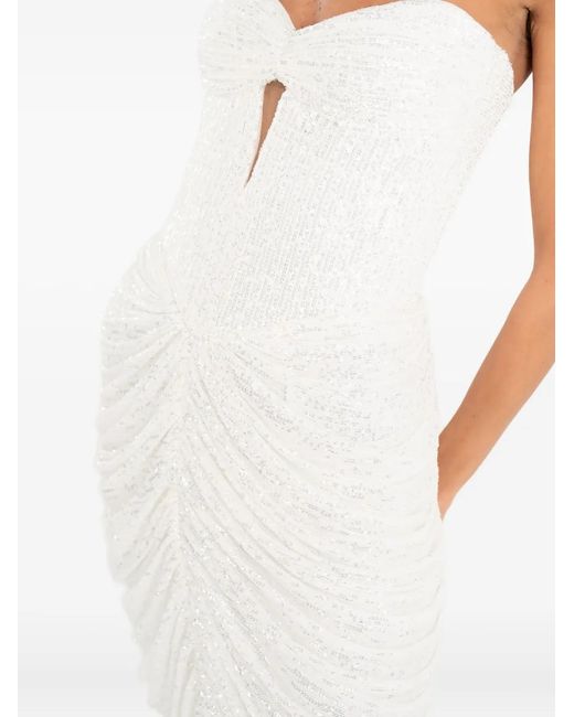 Ana Radu White Sequin-Embellishment Midi Dress