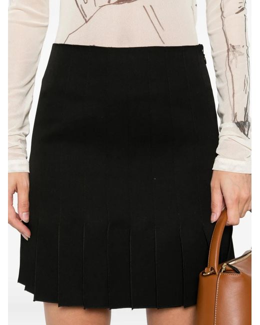 Marni Black Pleated Wool Mini Skirt