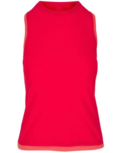 Vince Red Contrast-trim Knit Tank Top
