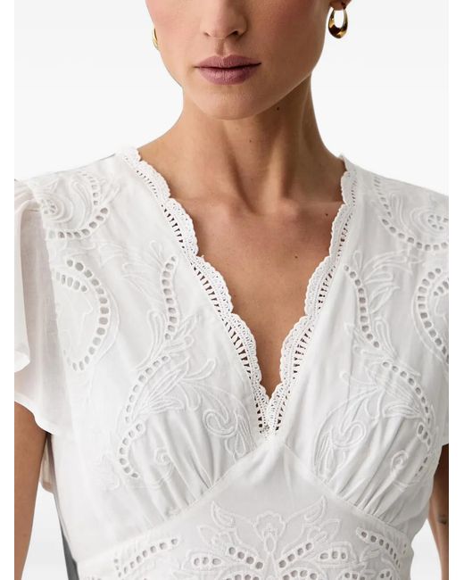Morgan White Broderie-Anglaise Tiered Midi Dress