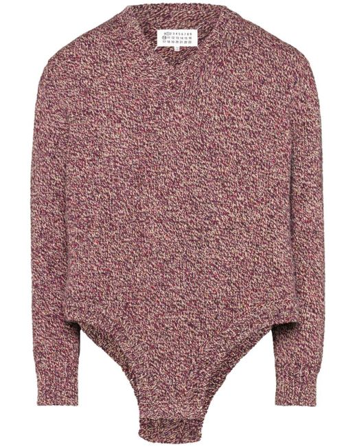 Maison Margiela Bodysuit Pullover mit V-Ausschnitt in Pink für Herren