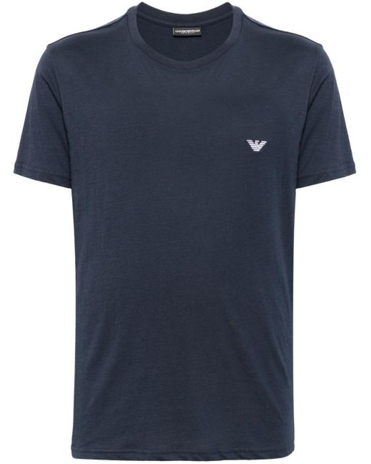 Emporio Armani T-shirt Met Geborduurd Logo in het Blue voor heren