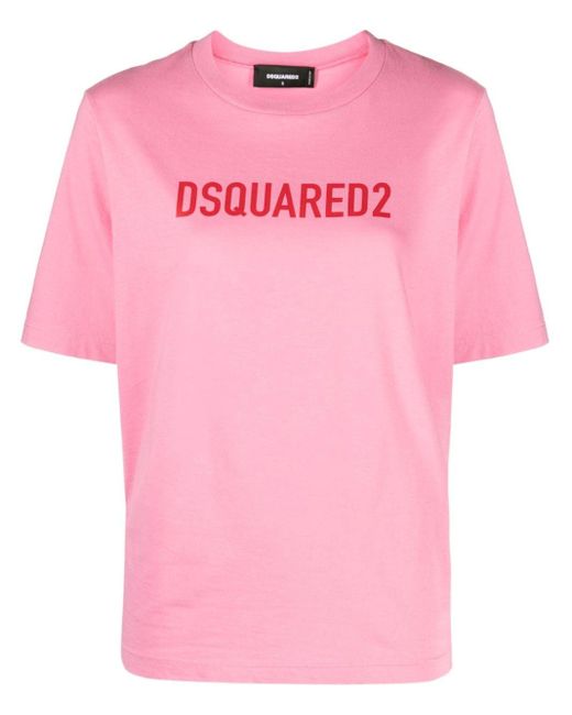 DSquared² T-shirt Met Logoprint in het Pink