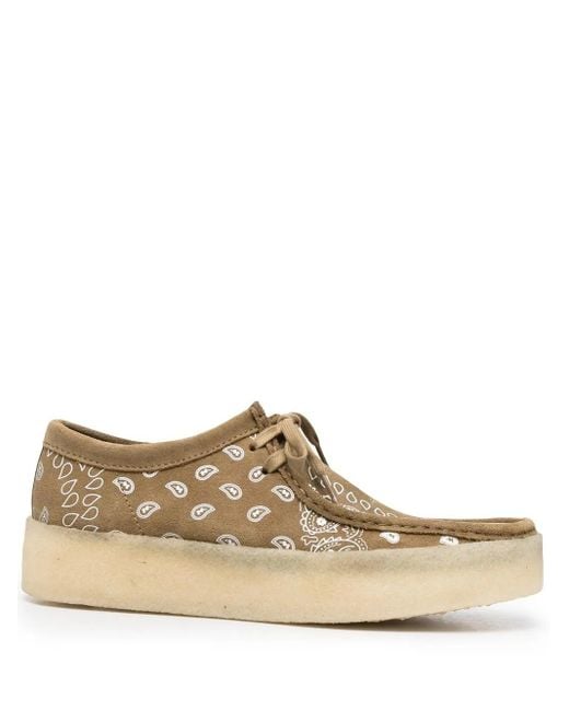 Clarks Brown Bandana-Print Suede Derby Shoes for men