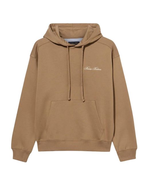 Brooks Brothers Natural Embroidered-Logo Cotton Hoodie for men