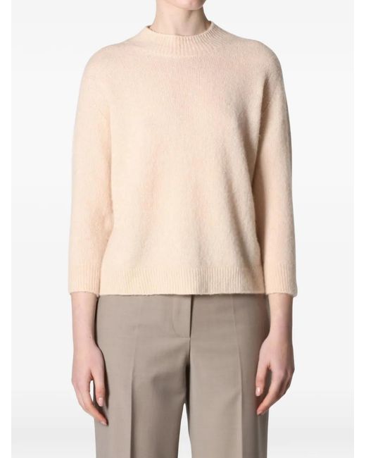 Roberto Collina Natural Three-Quarter-Sleeve Mock-Neck Sweater
