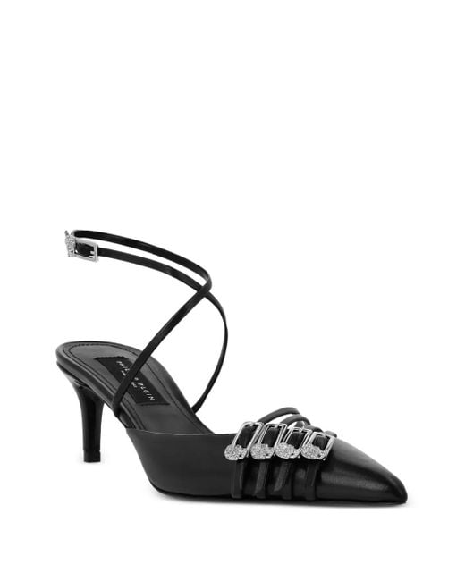 Philipp Plein Black Strappy Kitten Pumps