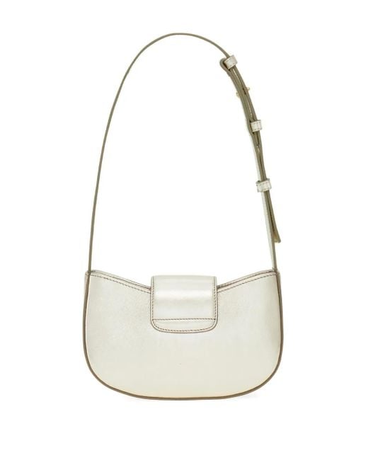 Ferragamo White Gancini Zip Shoulder Bag